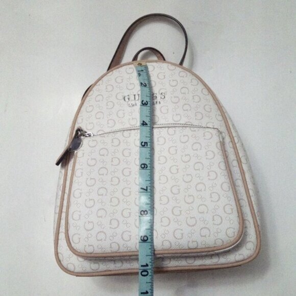 Guess Monogram Logo Mini Backpack Tan And Cream - Picture 4 of 17